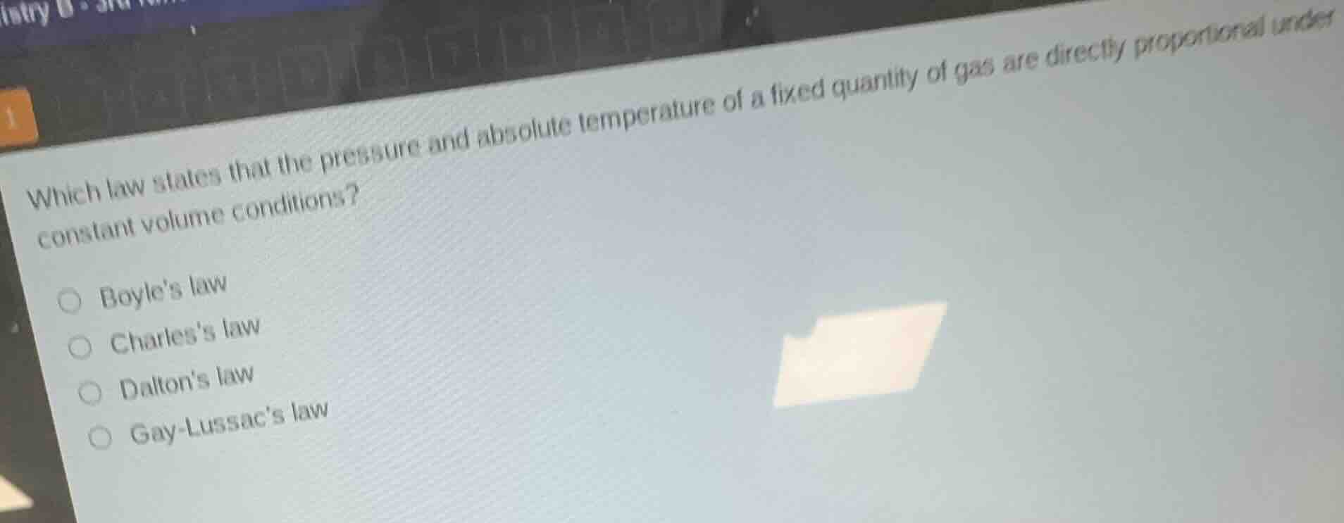 which law states that the pressure and absolute temperature of a fixed …