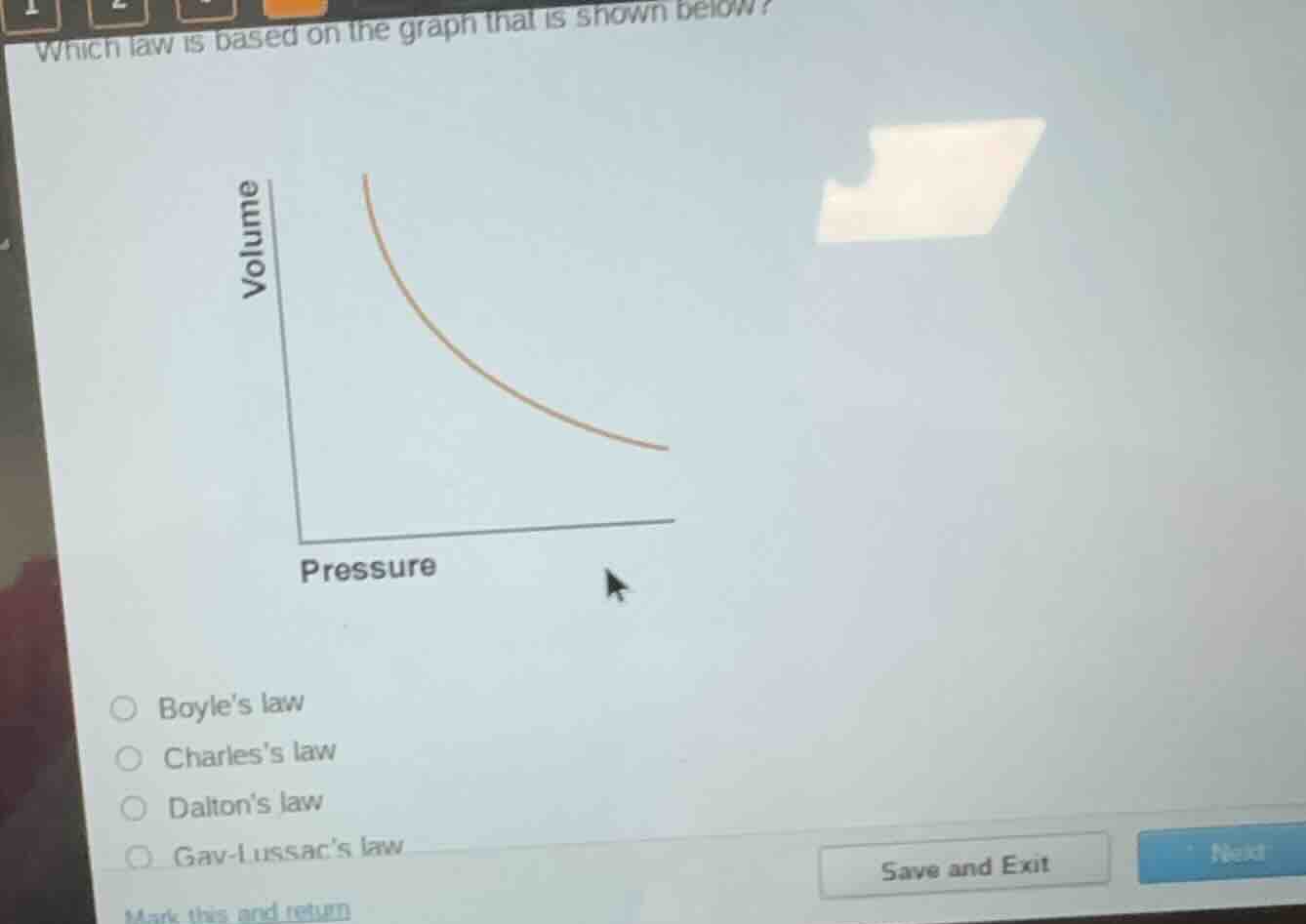 which law is based on the graph that is shown below? volume pressure bo…