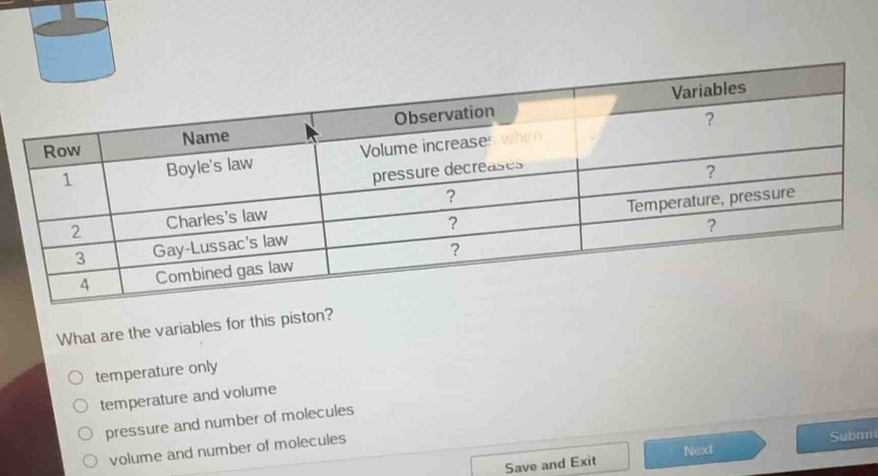 what are the variables for this piston? temperature only temperature an…