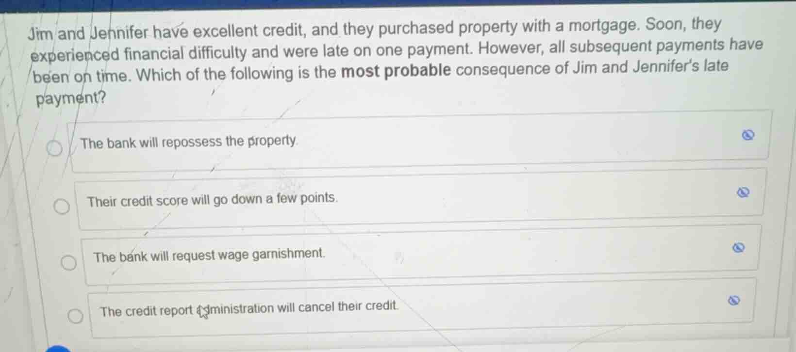 jim and jennifer have excellent credit, and they purchased property wit…