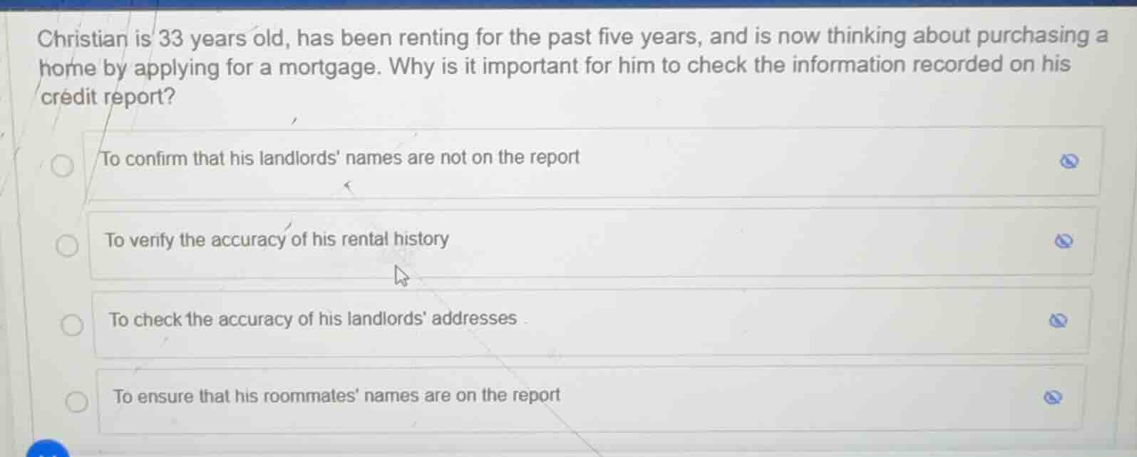 christian is 33 years old, has been renting for the past five years, an…