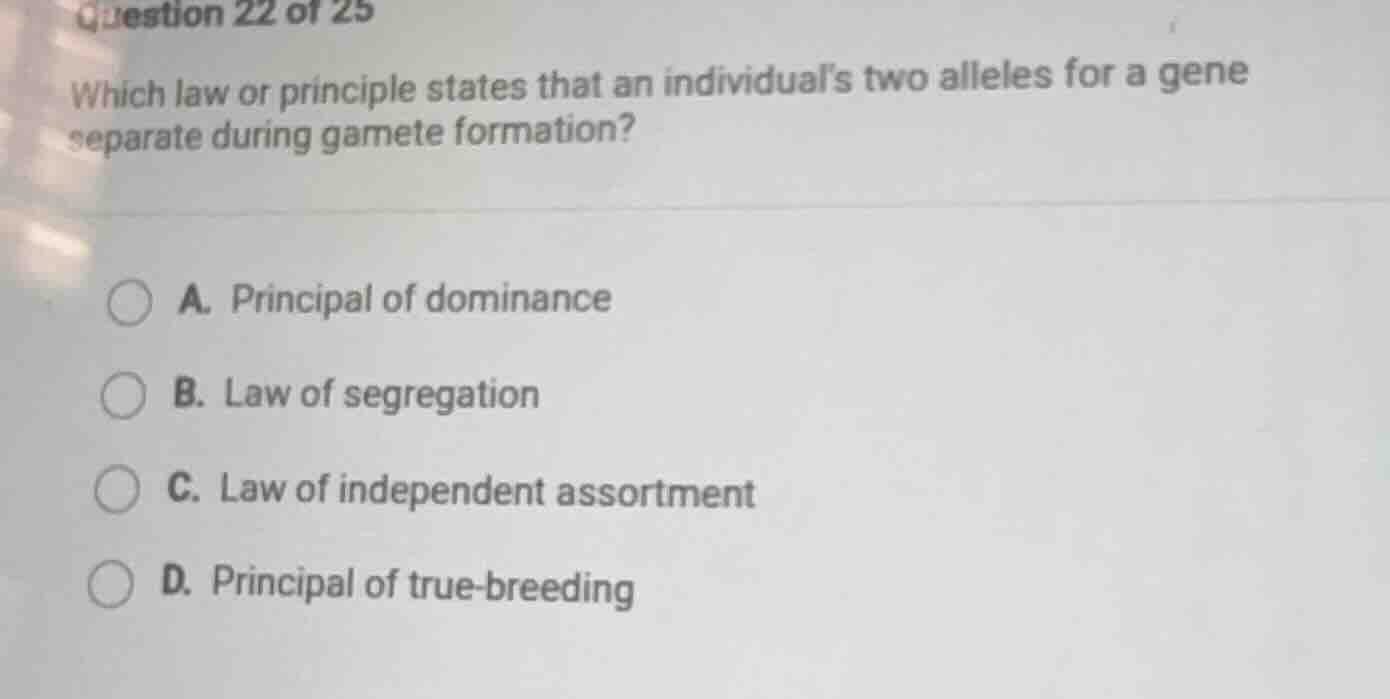 question 22 of 25 which law or principle states that an individuals two…
