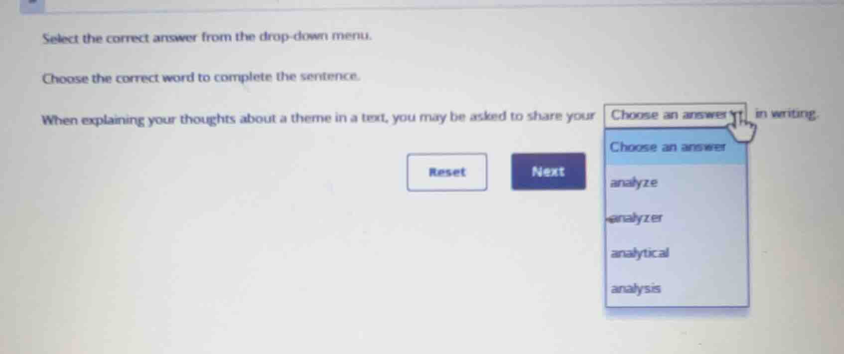 select the correct answer from the drop-down menu. choose the correct w…