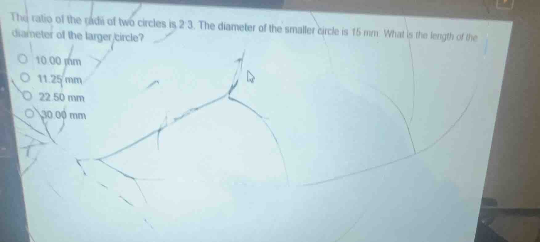 the ratio of the radii of two circles is 2:3. the diameter of the small…