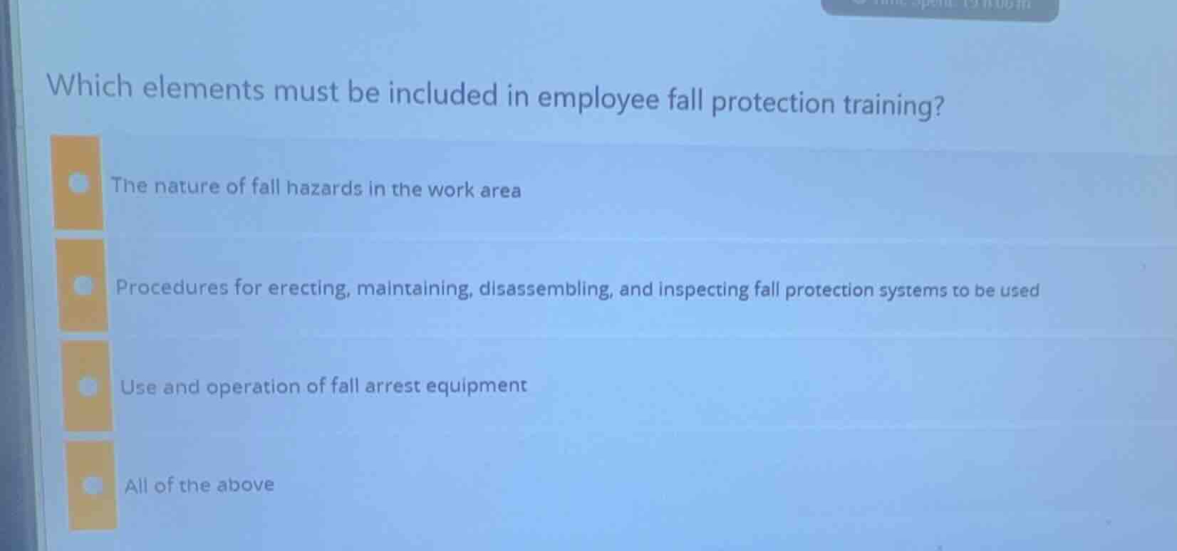 which elements must be included in employee fall protection training? t…