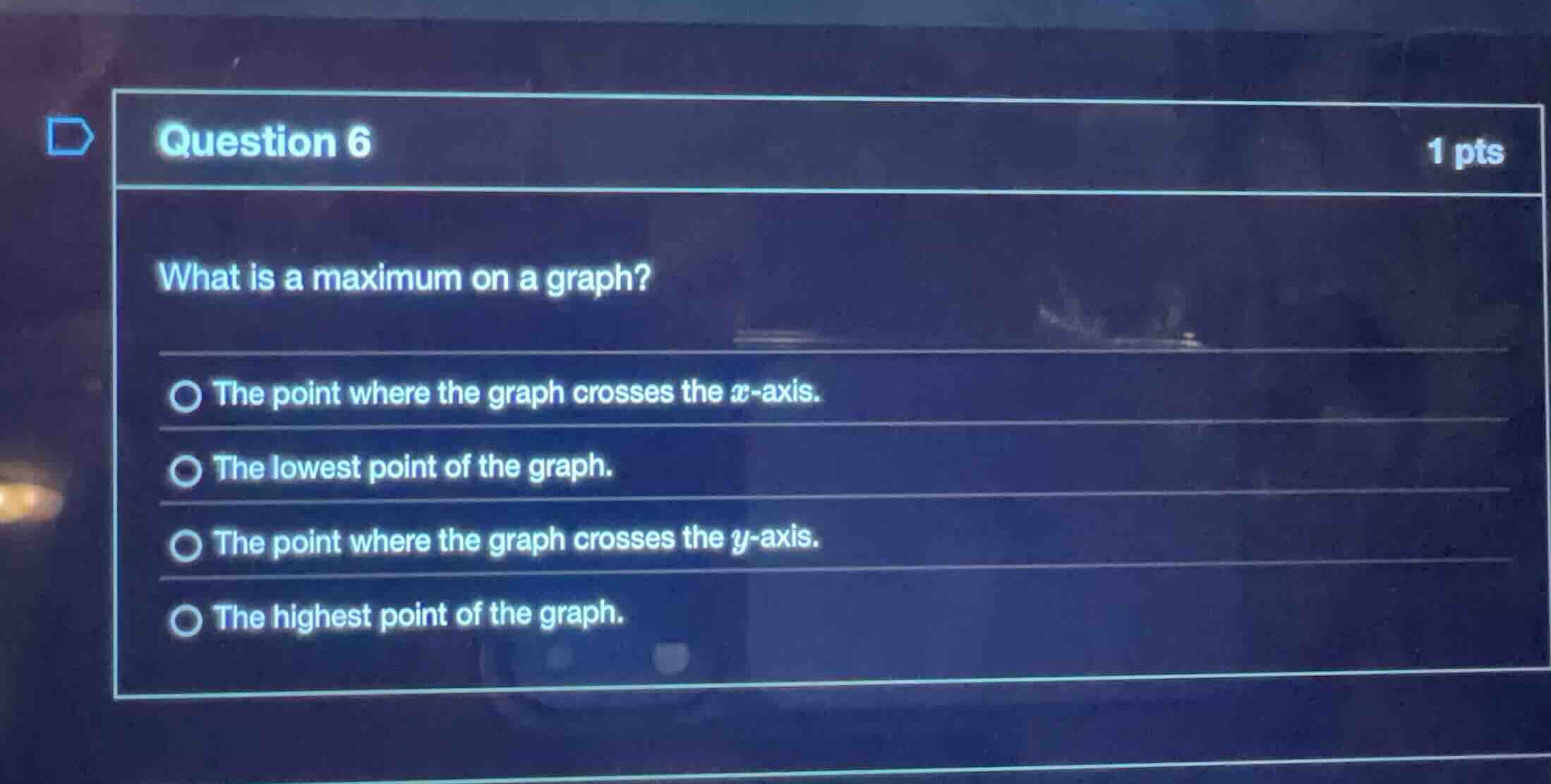 question 6 what is a maximum on a graph? - the point where the graph cr…
