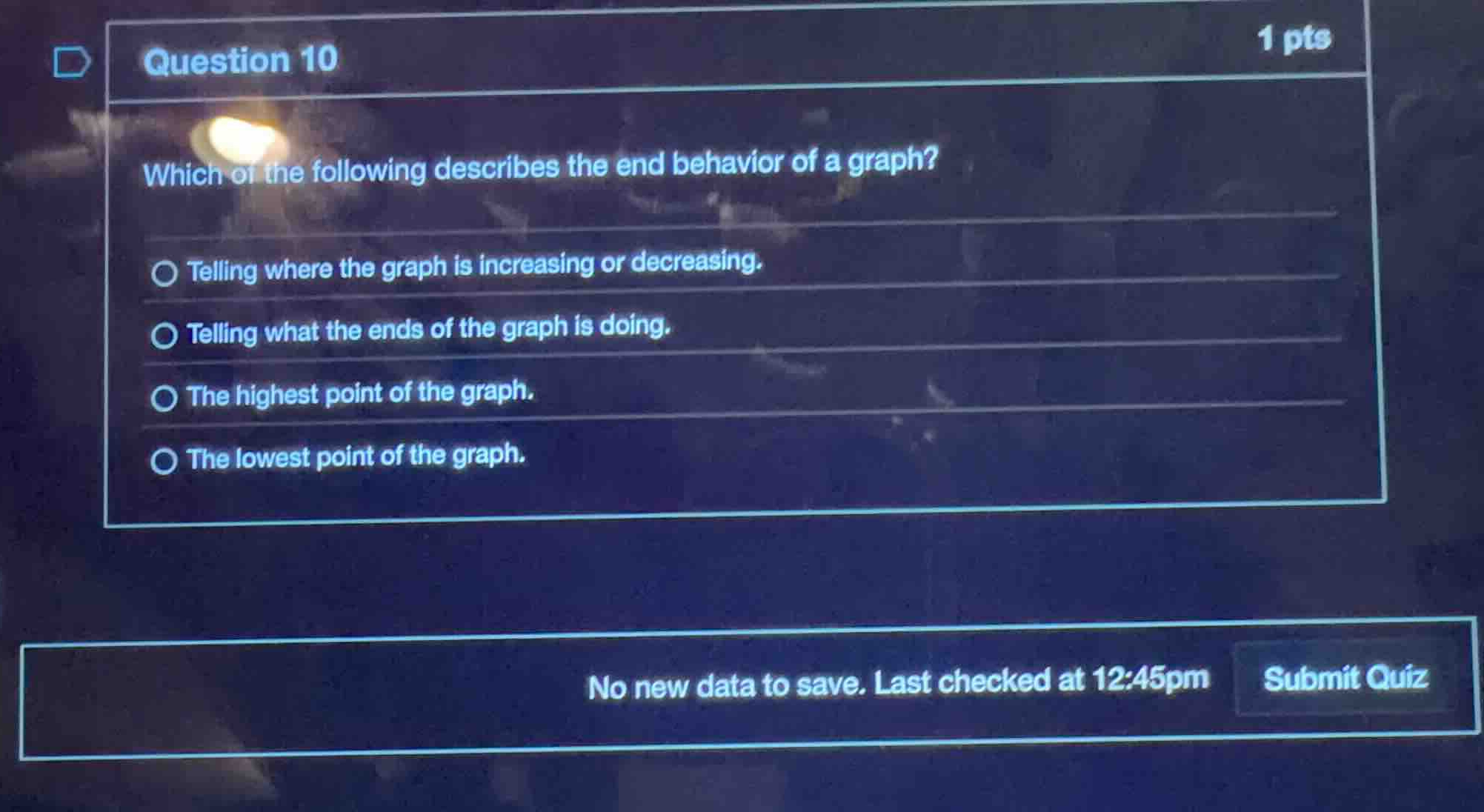 question 10 which of the following describes the end behavior of a grap…