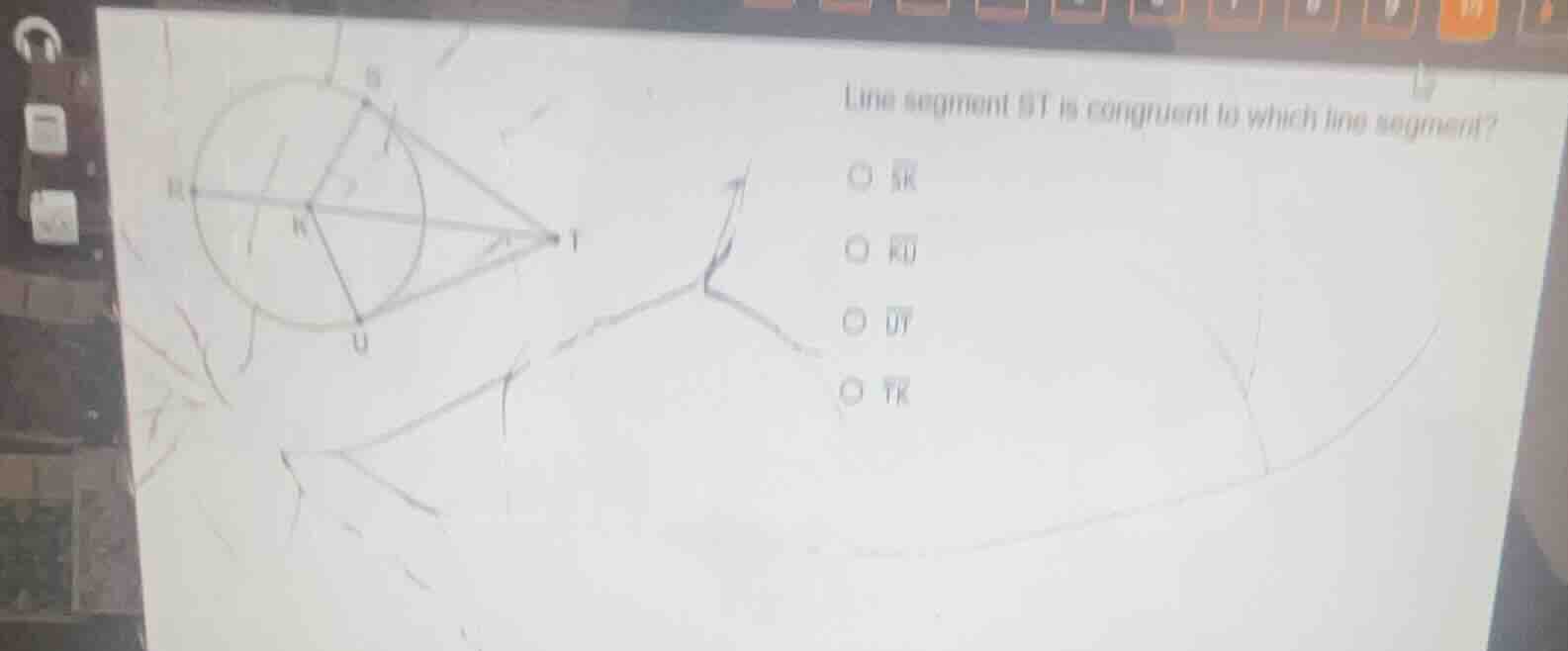line segment st is congruent to which line segment? \\(sr\\) \\(ru\\) \…