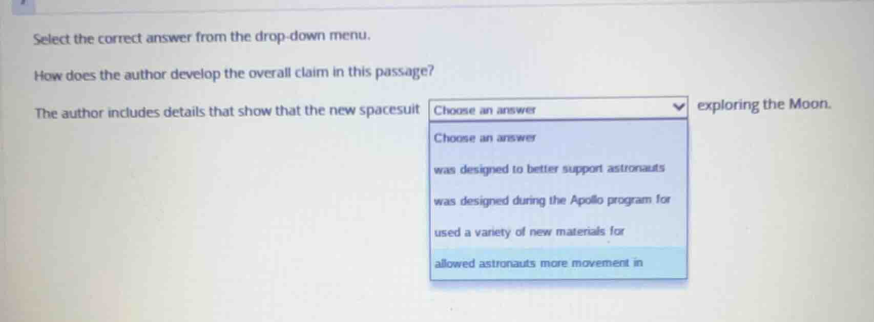 select the correct answer from the drop-down menu. how does the author …