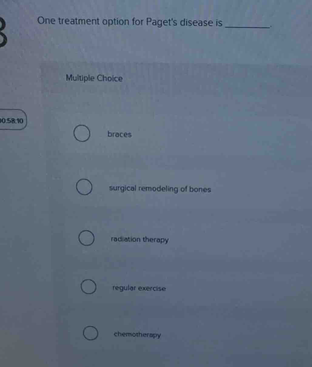 one treatment option for pagets disease is _______ multiple choice brac…