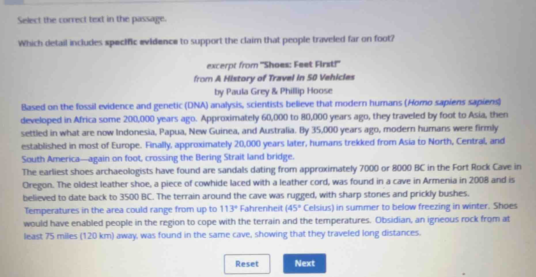 select the correct text in the passage. which detail includes specific …