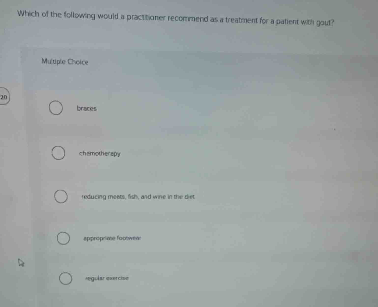 which of the following would a practitioner recommend as a treatment fo…