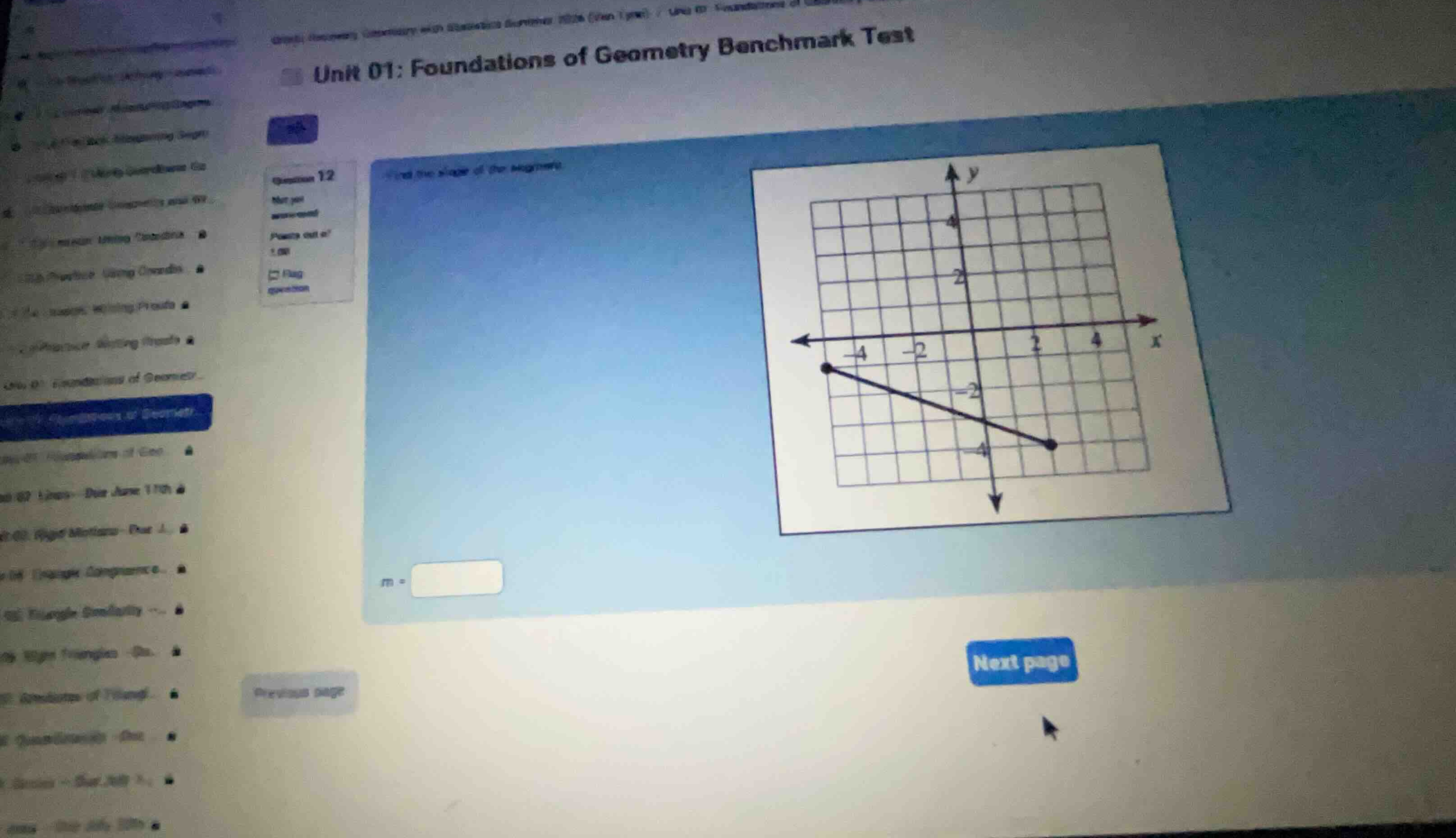 find the slope of the segment. \\(m = \\)