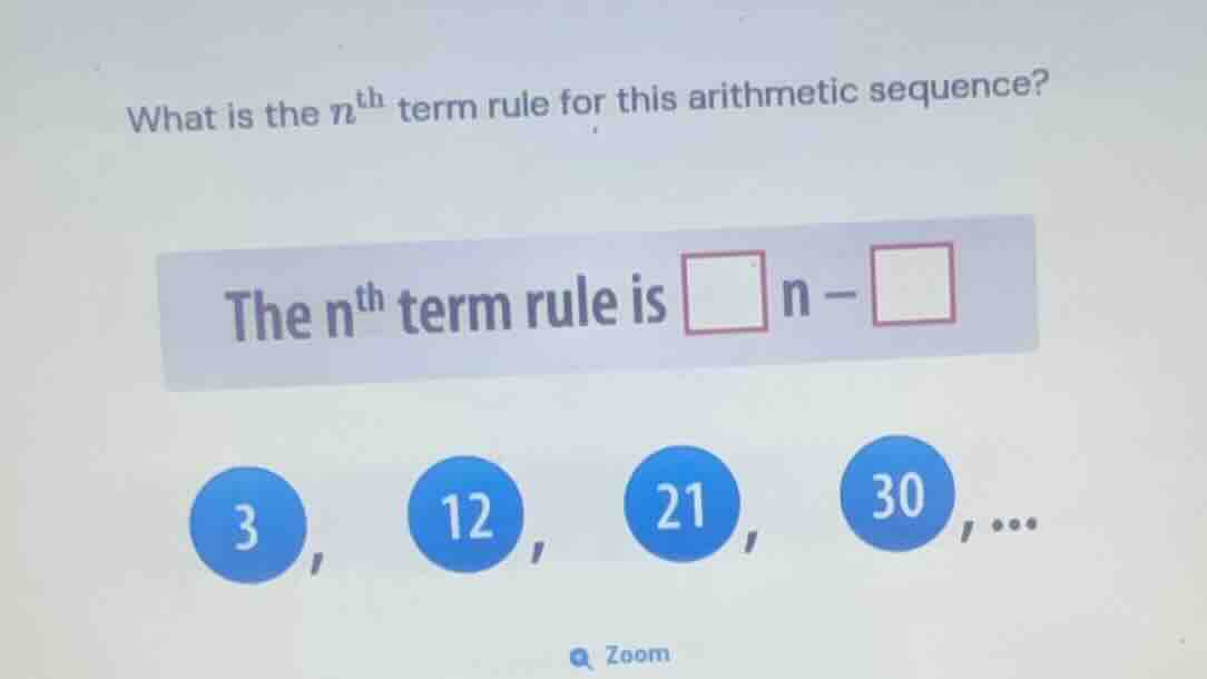 what is the \\(n^{\\text{th}}\\) term rule for this arithmetic sequence…