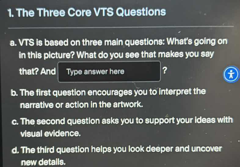 1. the three core vts questions a. vts is based on three main questions…