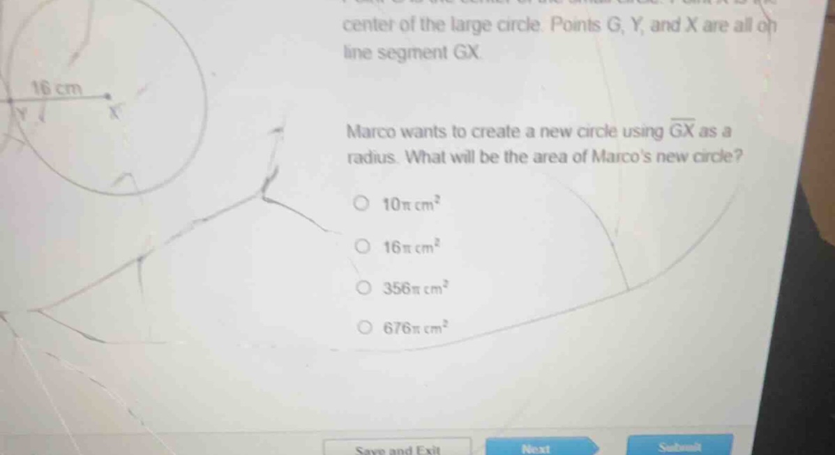 point g is the center of the small circle. point x is the center of the…