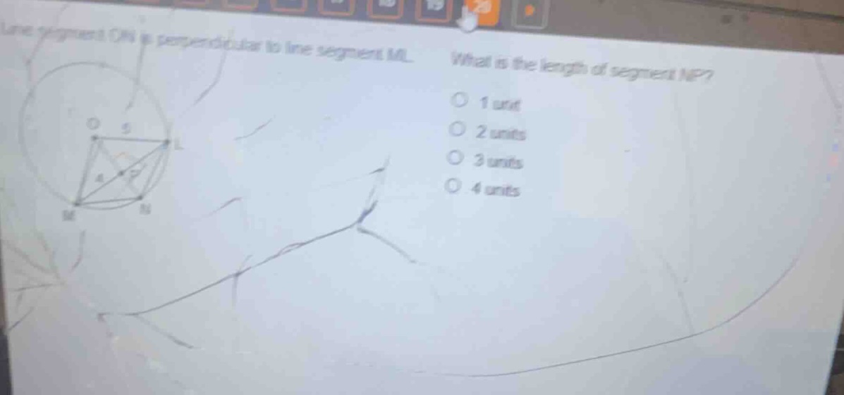 line segment on is perpendicular to line segment ml. what is the length…