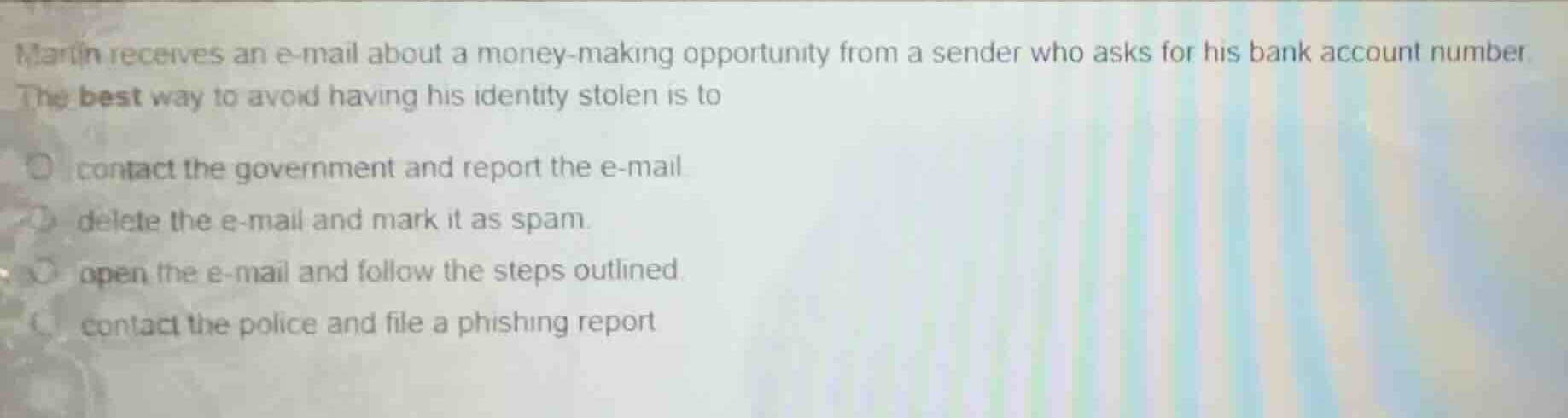 martin receives an e-mail about a money-making opportunity from a sende…