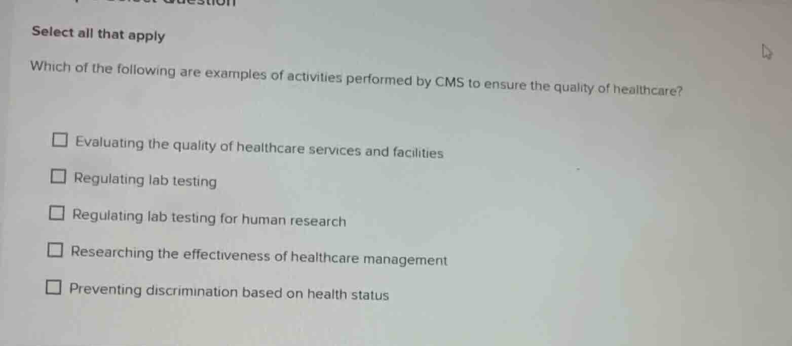 select all that apply which of the following are examples of activities…