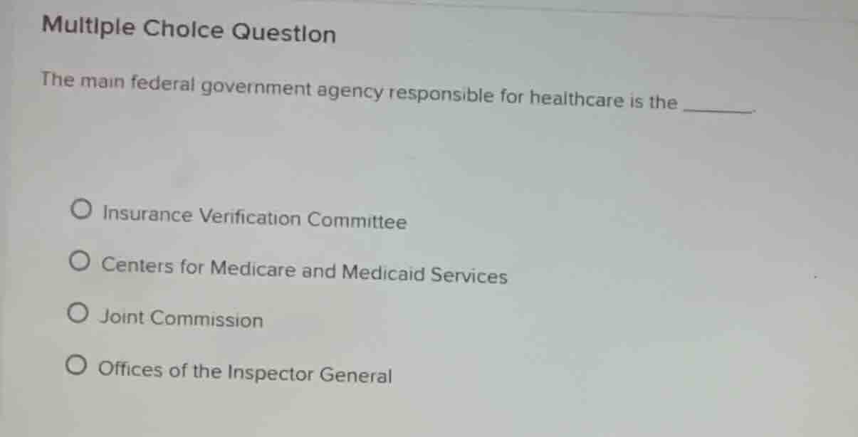 multiple choice question the main federal government agency responsible…