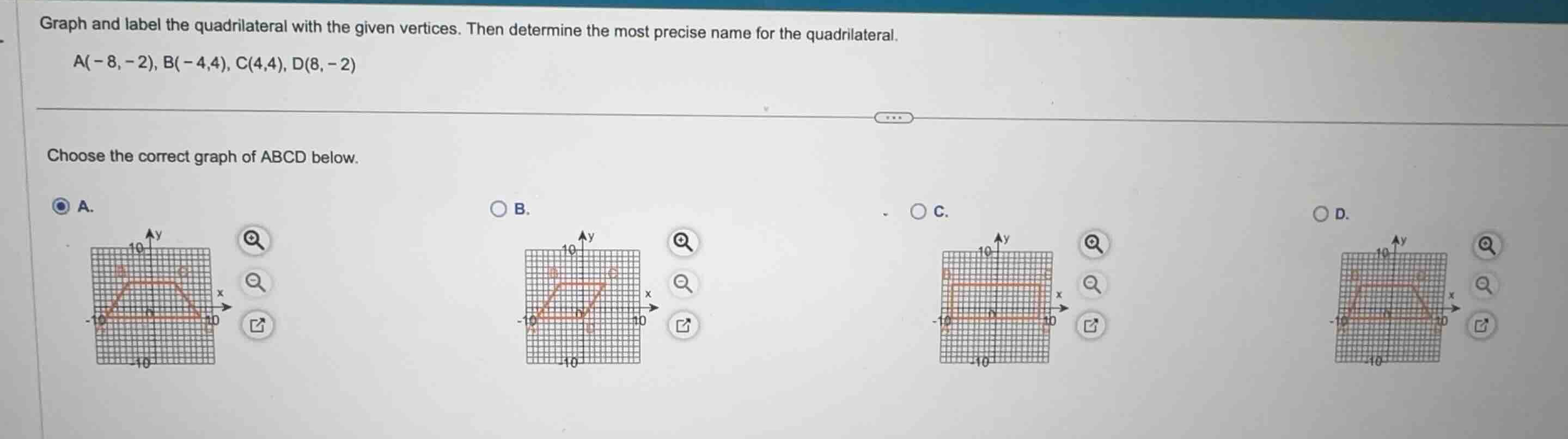 graph and label the quadrilateral with the given vertices. then determi…