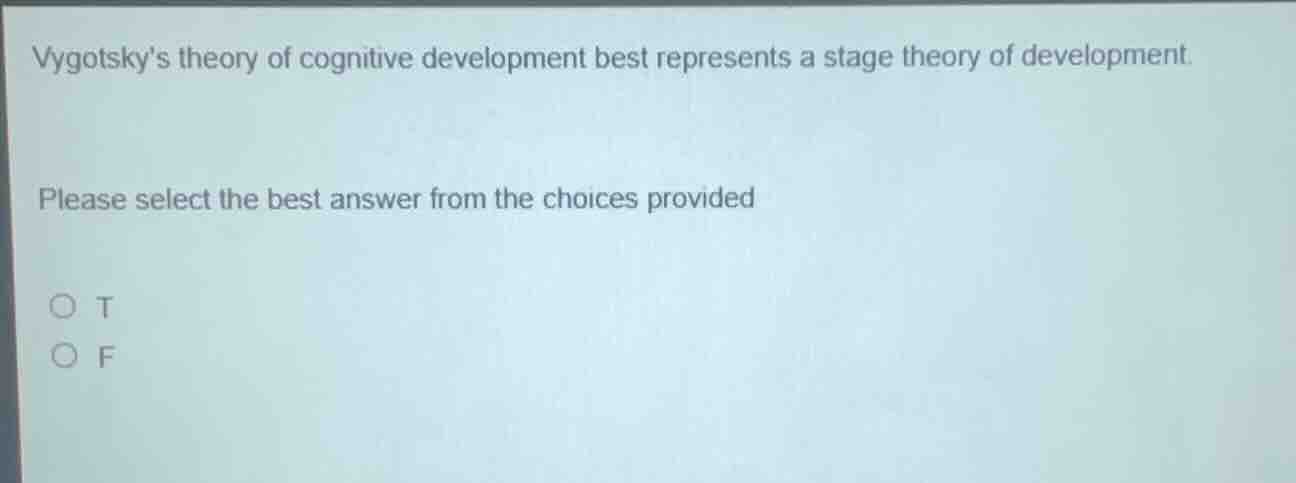 vygotskys theory of cognitive development best represents a stage theor…