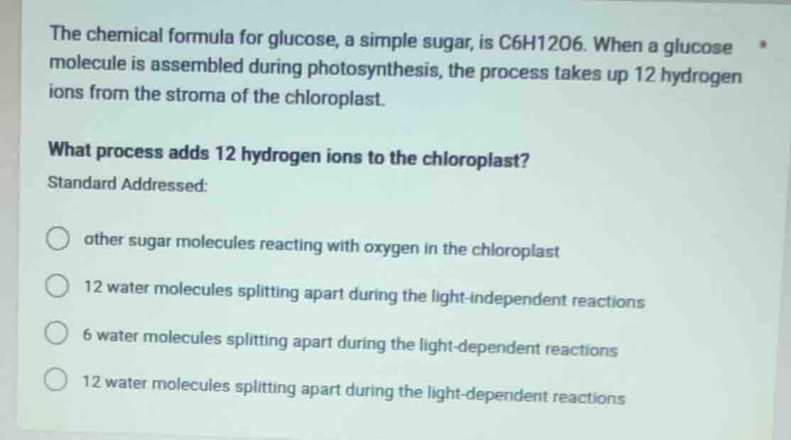 the chemical formula for glucose, a simple sugar, is c6h12o6. when a gl…