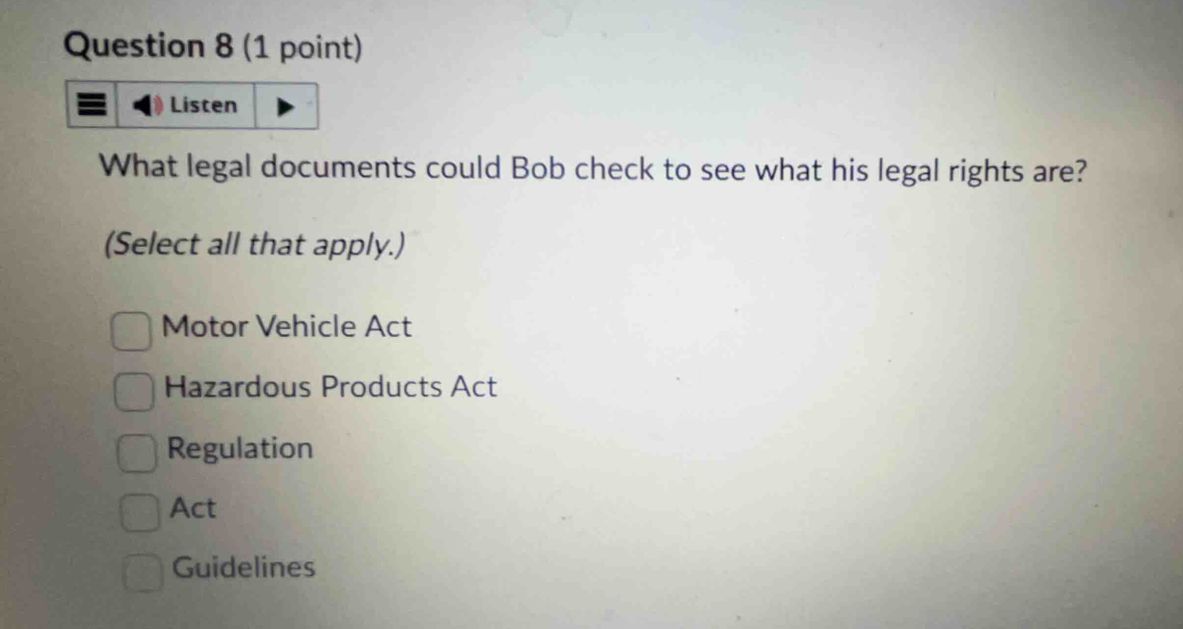 question 8 (1 point) what legal documents could bob check to see what h…