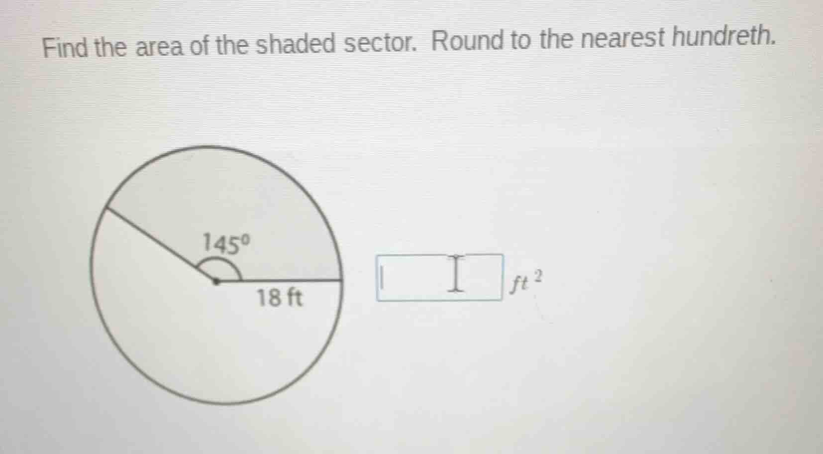 find the area of the shaded sector. round to the nearest hundredth. \\(…