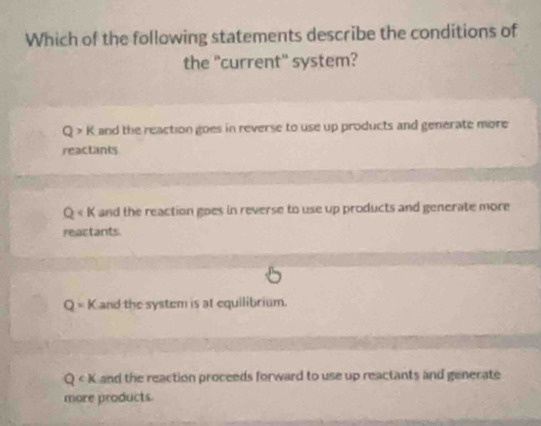 which of the following statements describe the conditions of the \curre…
