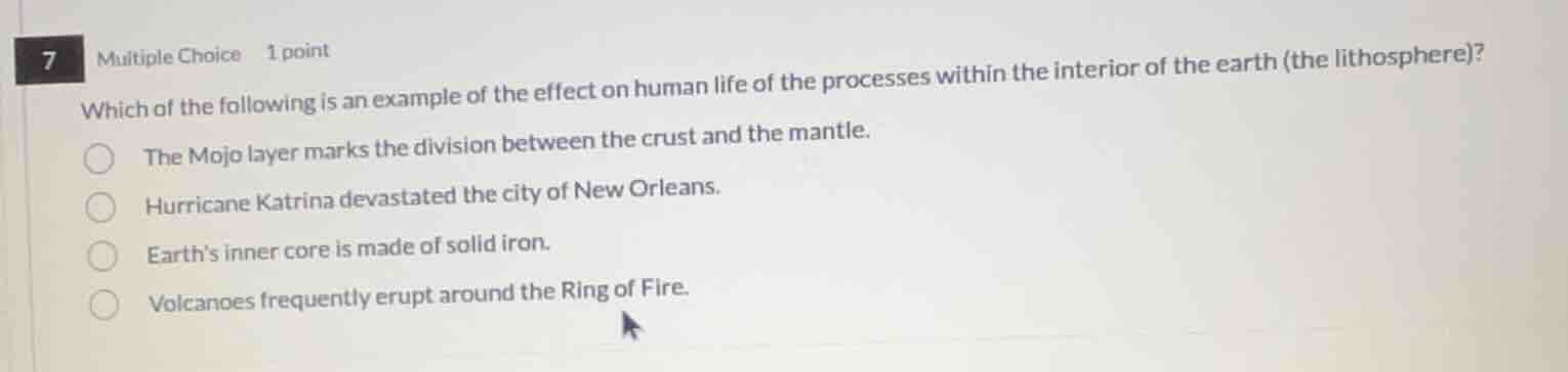 which of the following is an example of the effect on human life of the…