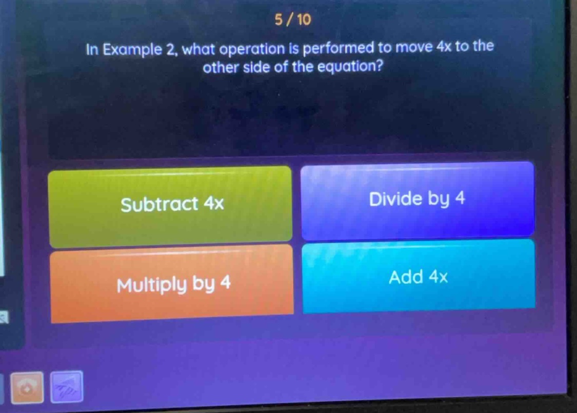 in example 2, what operation is performed to move (4x) to the other sid…