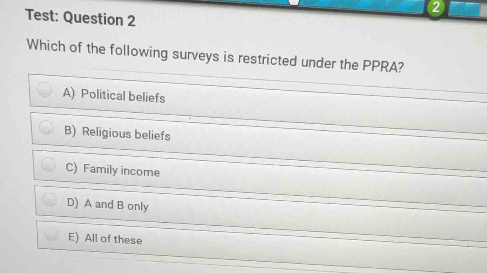 test: question 2 which of the following surveys is restricted under the…