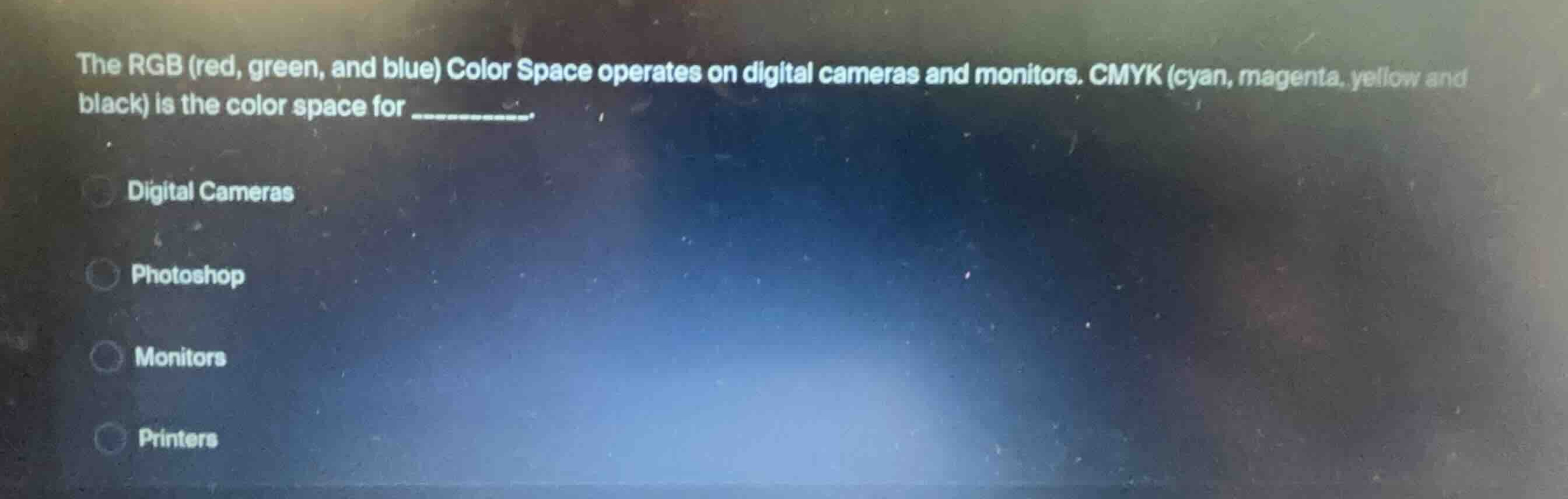 the rgb (red, green, and blue) color space operates on digital cameras …