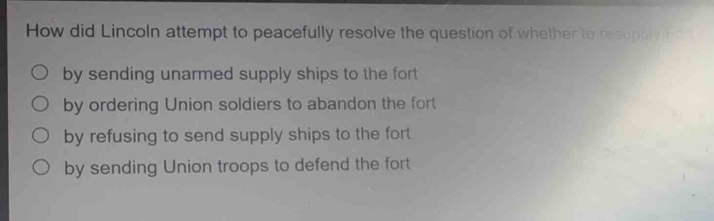 how did lincoln attempt to peacefully resolve the question of whether t…