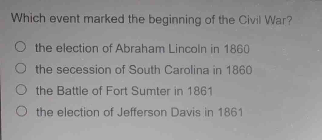which event marked the beginning of the civil war? the election of abra…