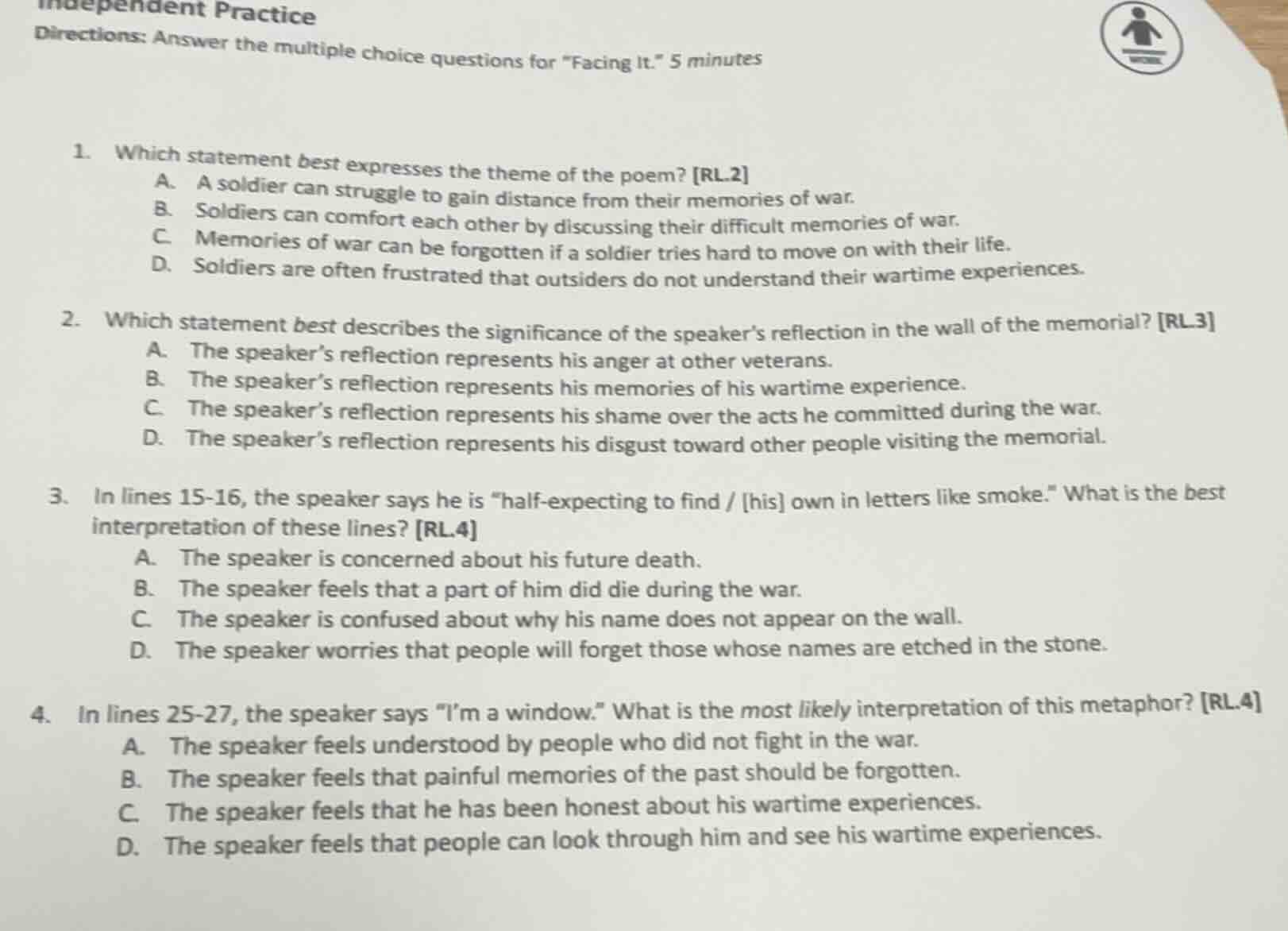 independent practice directions: answer the multiple choice questions f…