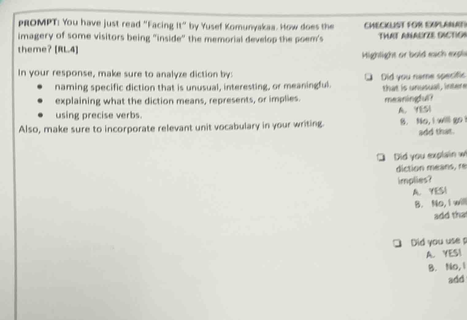prompt: you have just read \facing it\ by yusef komunyakaa. how does th…