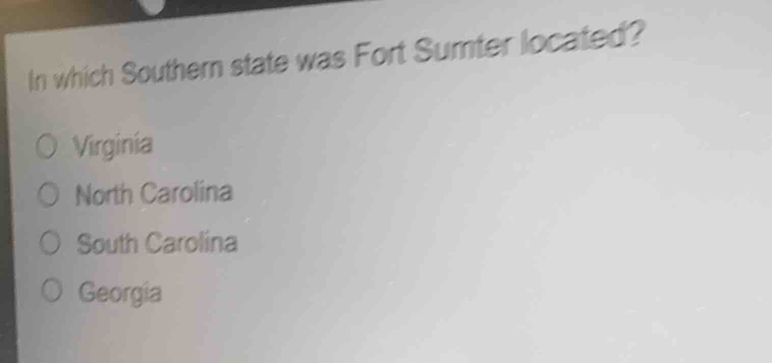 in which southern state was fort sumter located? virginia north carolin…