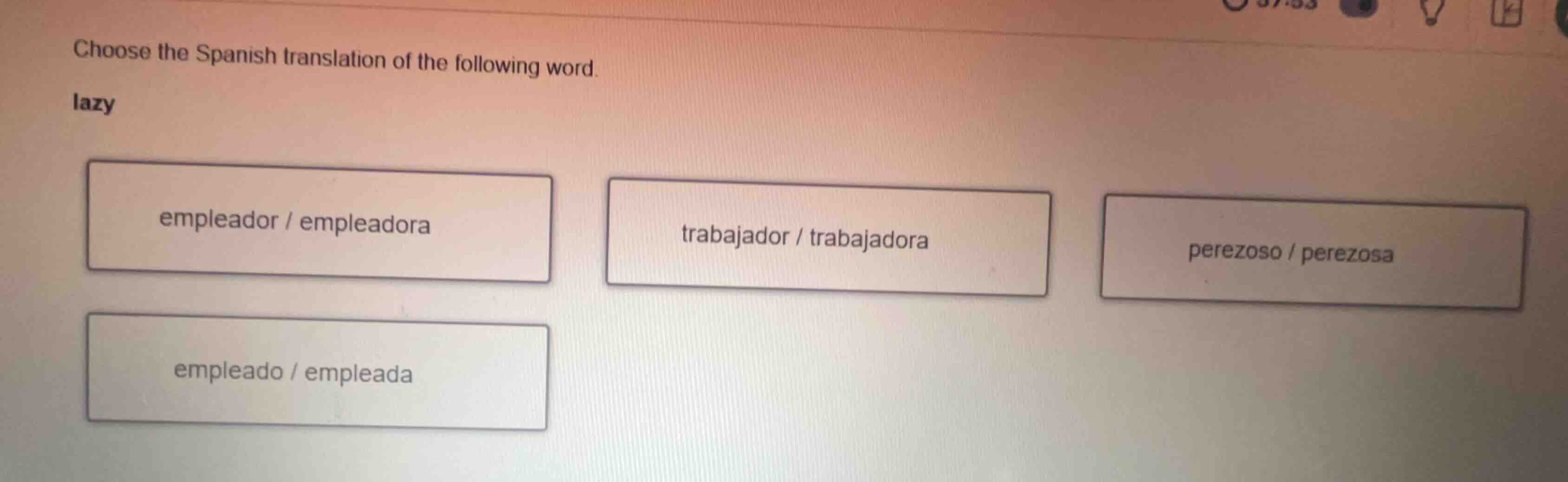 choose the spanish translation of the following word. lazy empleador / …