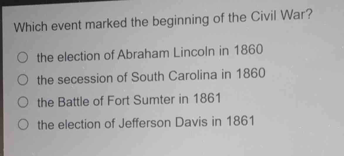 which event marked the beginning of the civil war? the election of abra…