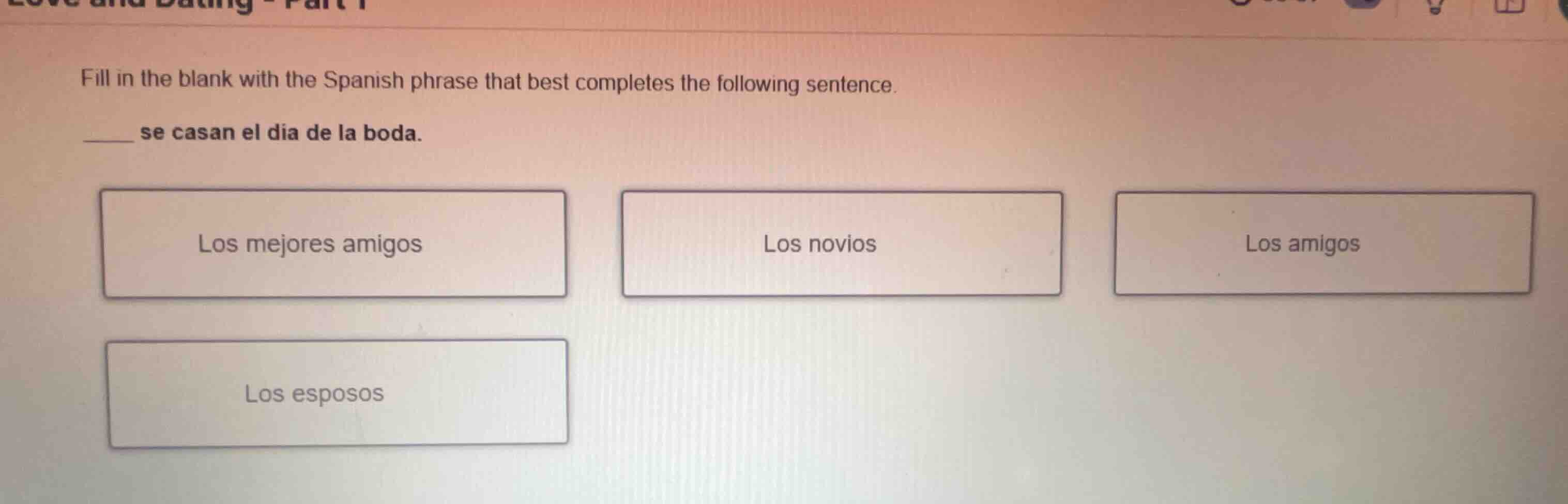 fill in the blank with the spanish phrase that best completes the follo…
