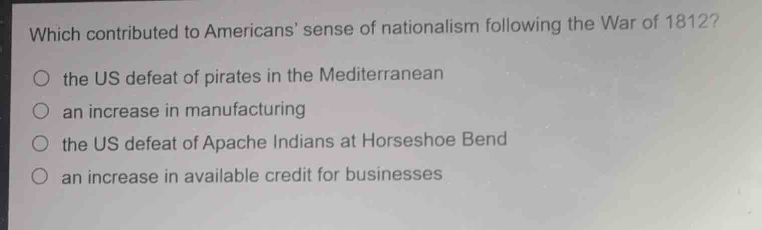 which contributed to americans sense of nationalism following the war o…