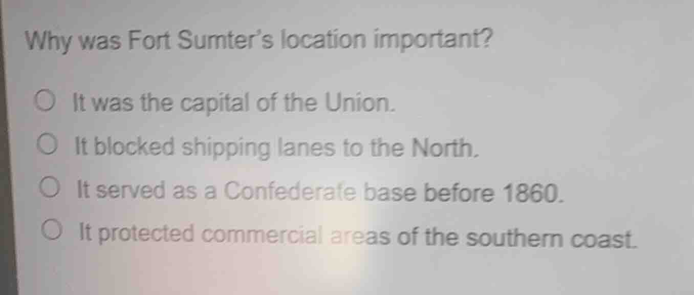 why was fort sumters location important? it was the capital of the unio…
