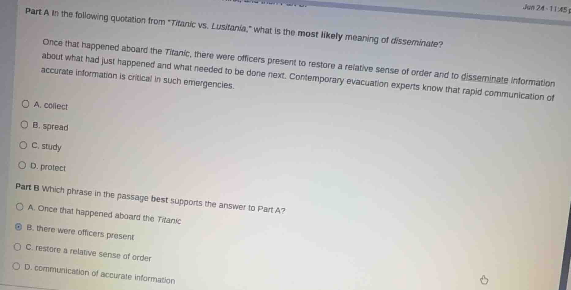 part a in the following quotation from \titanic vs. lusitania,\ what is…