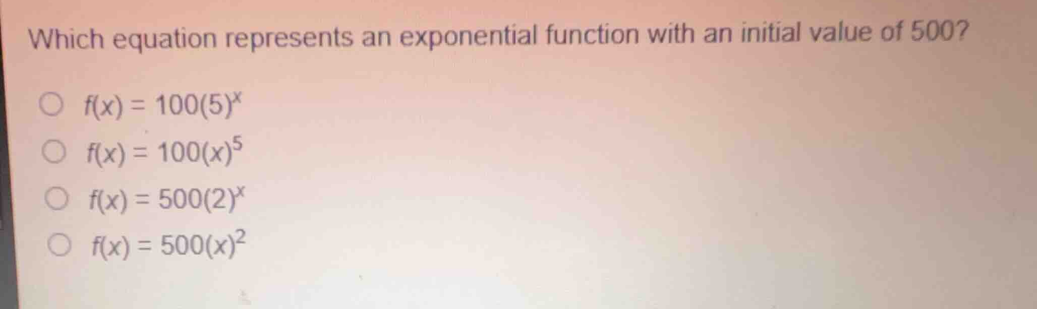 which equation represents an exponential function with an initial value…