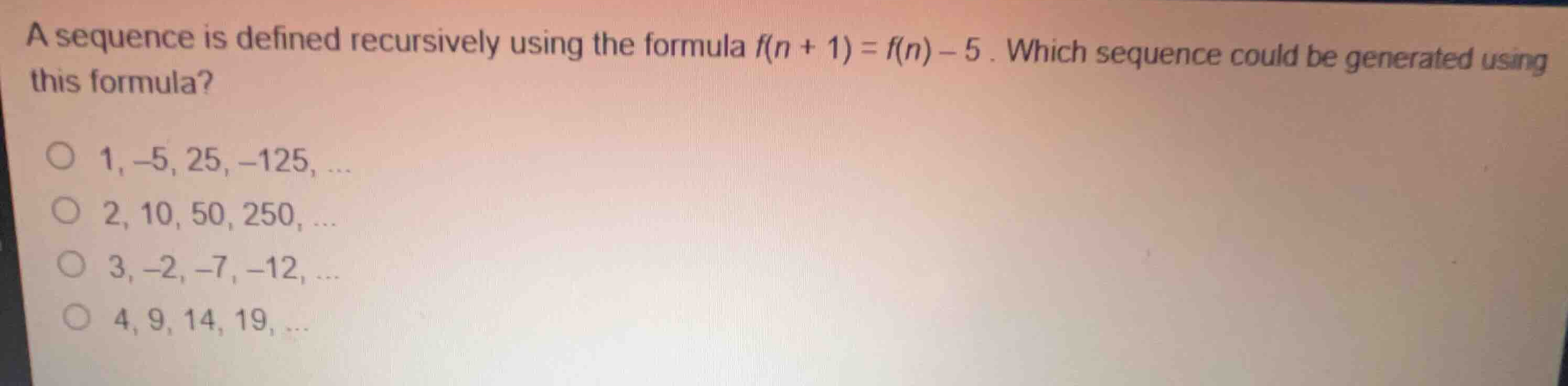 a sequence is defined recursively using the formula \\(f(n + 1) = f(n) …