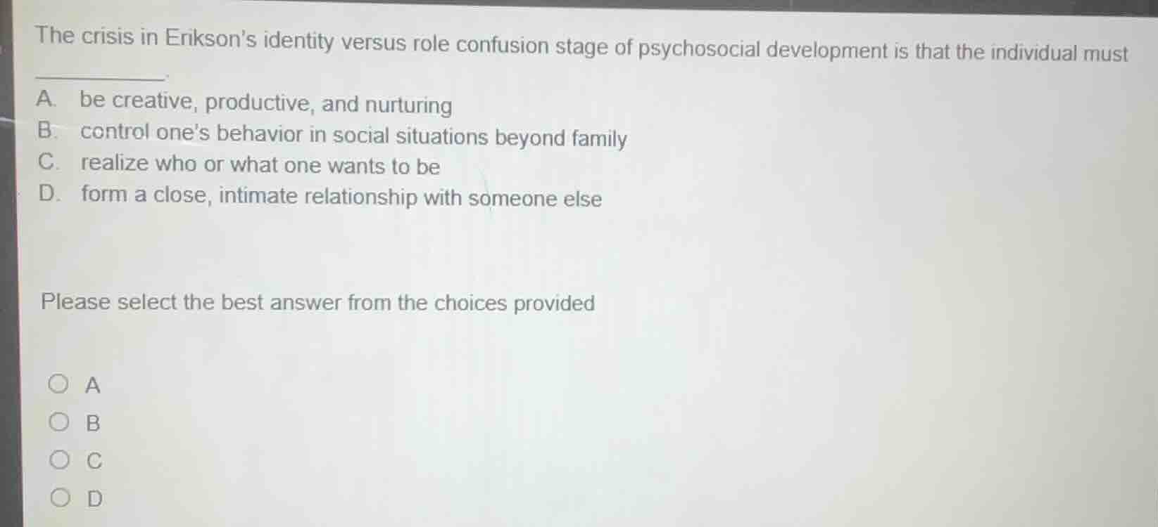 the crisis in eriksons identity versus role confusion stage of psychoso…