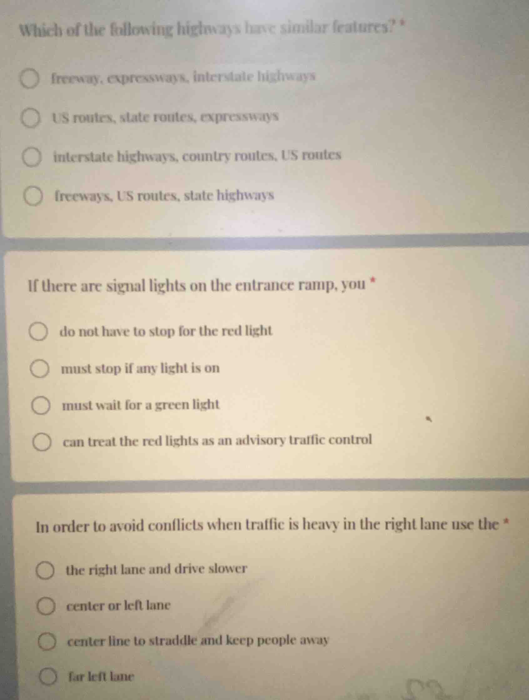 which of the following highways have similar features? * freeway, expre…