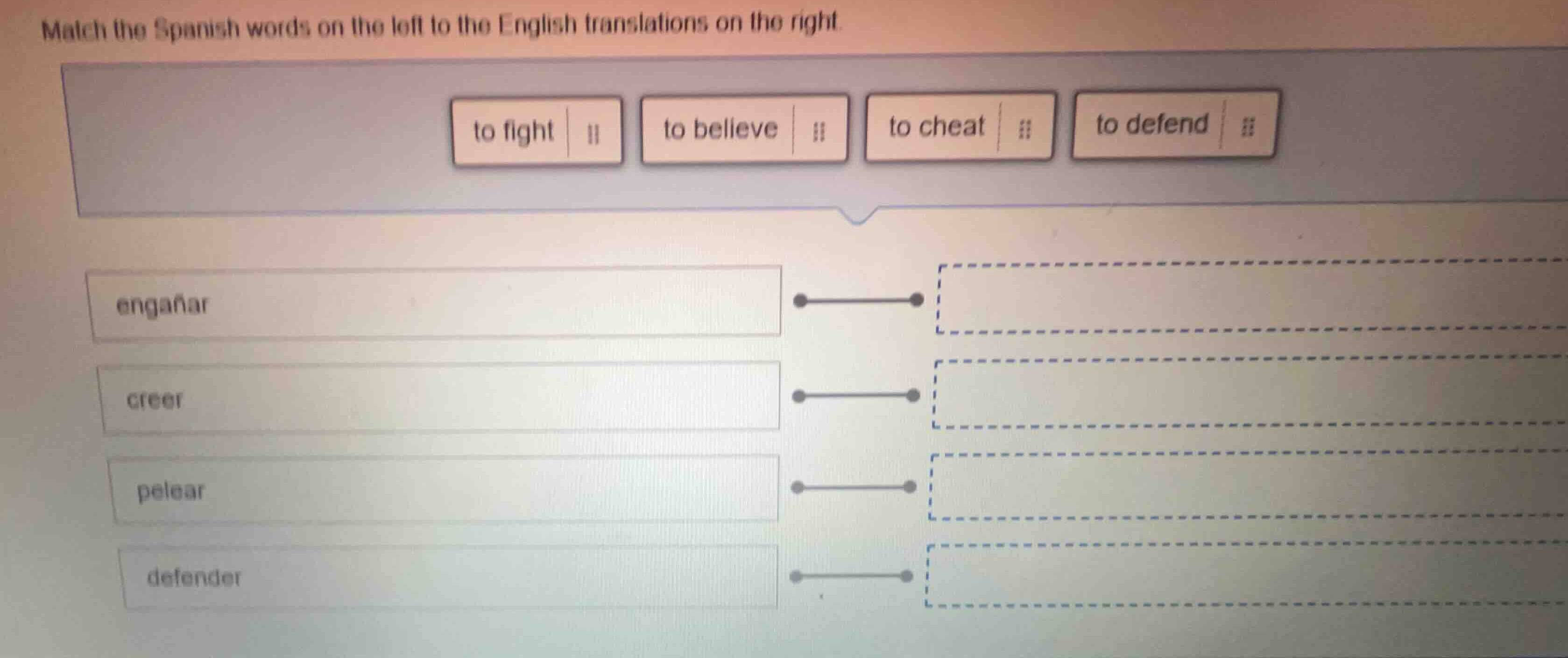match the spanish words on the left to the english translations on the …